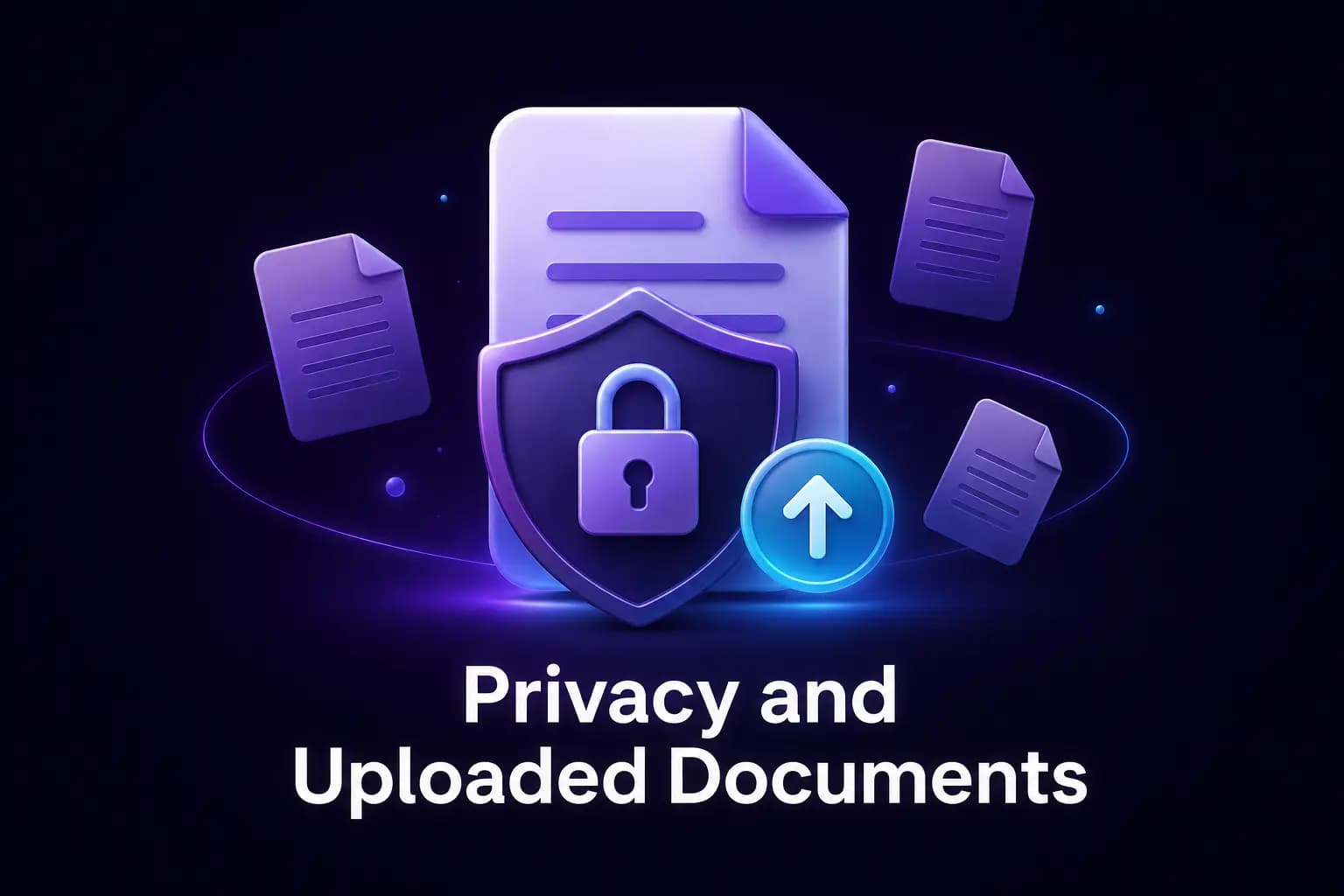 Handling of uploaded documents A document held behind a shield to represent careful handling of uploaded files
